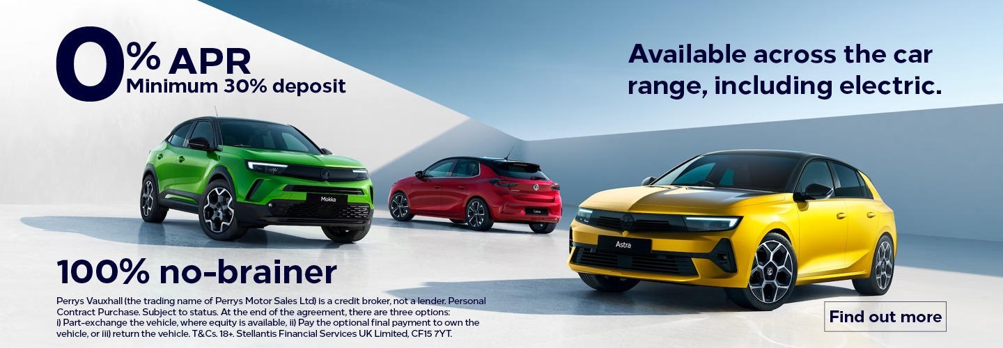 Vauxhall Q2 23 0% APR Across The Range Banner
